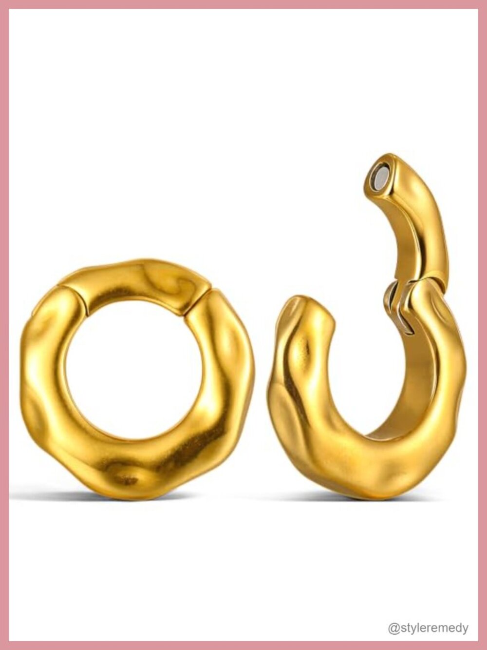 6mm Hammered Chunky Hoop Ear Weights Stainless Steel Ear Hangers